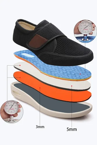 Vista 3 de Zapatos para diabéticos para hombre, talla grande, zapatos ampliadores de fertilizantes, zapatos ajustables para hinchazón de pies, antideslizantes