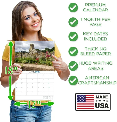 Vista 559 de Calendario de grises africanos 2025 2026 – Planificador mensual de pared de aves africanas – 12 x 18 pulgadas (abierto), calendario de pared