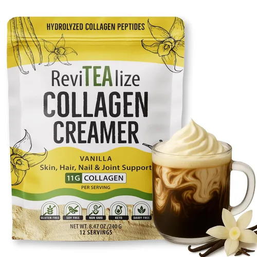 Vista 7 de ReviTEAlize - Crema de colágeno para café, té y otras bebidas, crema sin lácteos con péptidos de colágeno bovino alimentados con pasto y aceite MCT