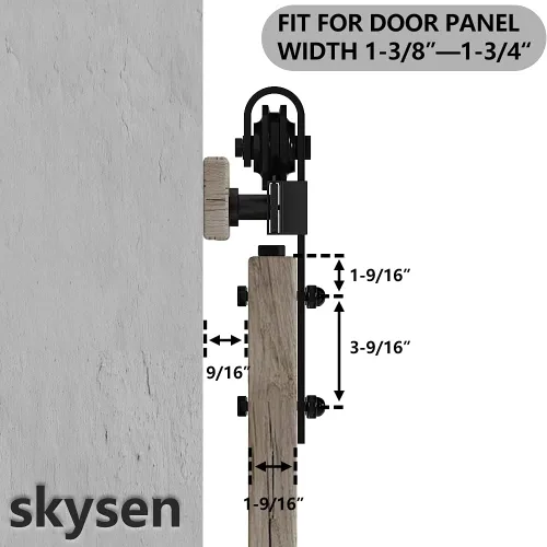 Vista 5 de skysen Juego de rodillos de hardware para puerta corrediza de granero negro (gancho en forma de J)