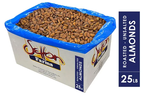 Vista 2 de Almendras tostadas sin sal, 25 libras. Estuche a granel, Kosher
