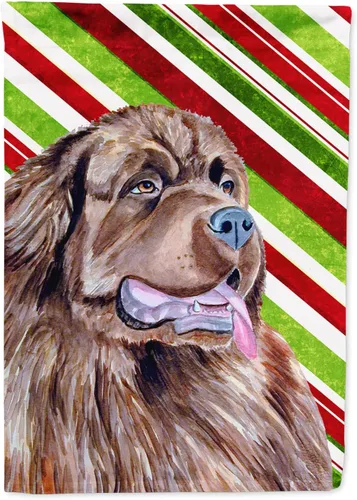 Vista 140 de Caroline's Treasures SC9334GF - Bandera decorativa para jardín, diseño de bastón de caramelo inglés, diseño de bulldog inglés, tamaño jardín