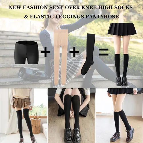 Vista 2 de Mallas con forro polar para mujer, leggings térmicos gruesos de invierno, medias translúcidas falsas, pantalones térmicos de felpa