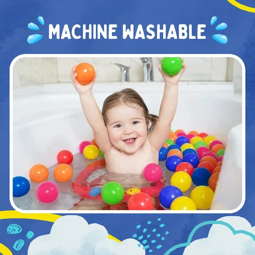 Vista 9 de Playz 200 mini bolas de plástico suave en 8 colores y Playz 5 piezas Pop Up Play Carpa, túneles de arrastre y aro de baloncesto