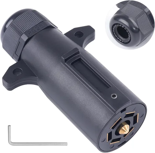 Vista 11 de CheeMuii 2 PCS Enchufe de remolque de 7 pines con sello impermeable, resistente, 7 vías redondas, estilo RV, conector de remolque de 7 puntos