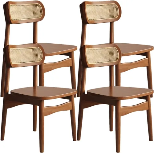 Vista 16 de YVYKFZD Juego de sillas de comedor de madera maciza, sillas de cocina sin brazos, silla de comedor con respaldo de ratán, cómoda silla lateral