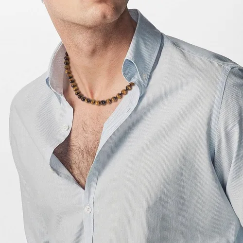 Vista 2 de GAVU Collar con cuentas anudadas a mano para hombre, Collar de cristal para hombres