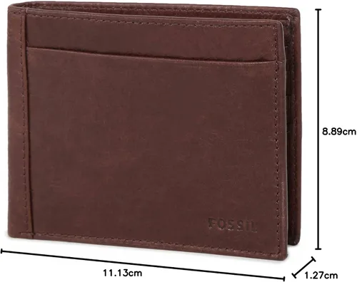 Vista 59 de Fossil Billetera plegable de cuero para hombre con ventana de identificación abatible para hombres