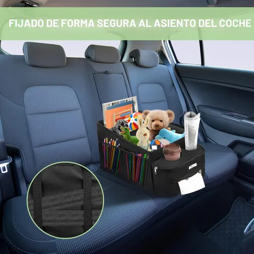 Vista 5 de FUNNy elf Organizador de asiento de pasajero, almacenamiento plegable para automóvil con particiones y 4 portavasos para asiento delantero o trasero