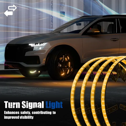 Vista 4 de Luces de rueda SUNPIE para camiones, luz de borde RGB secuencial universal de 15.5 pulgadas para automóvil - Luz de giro de ángulo amplio, luz