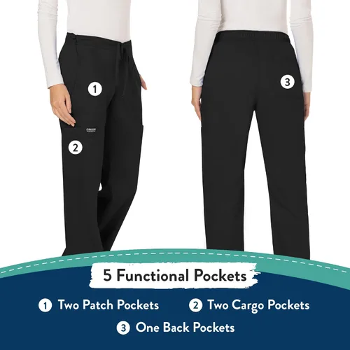 Vista 6 de Cherokee - Pantalones quirúrgicos elásticos Workwear Revolution WW120 para mujer, suaves y con cordón ajustable Negro