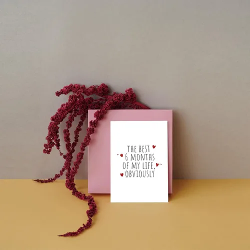 Vista 4 de SuperShunhu Tarjeta de Aniversario de 6 Meses para Él o Ella, Tarjeta de Regalo de Seis Meses para Novio o Novia, Tarjeta de Aniversario de Citas