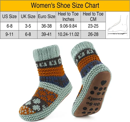 Vista 5 de Pantuflas de punto grueso para mujer para interiores, con forro polar sherpa, botas suaves sin cordones, cálidas y mullidas para el invierno