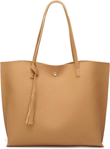Vista 23 de Dreubea - Bolsa de hombro y de mano de piel sintética suave para mujer, con borla, de gran capacidad
