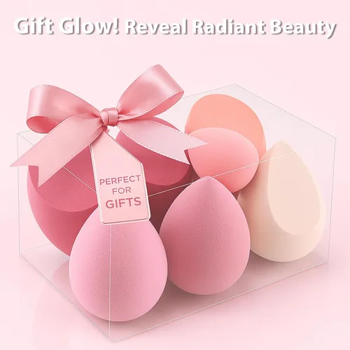 Vista 10 de Juego de esponjas de maquillaje Foonbe, esponjas difuminadoras, 7 piezas para líquido, crema y polvo, sin látex, esponjas de belleza multicolor