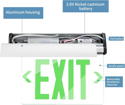 Vista 5 de CM MZY Señales de salida verdes para negocios, señal de salida LED de doble