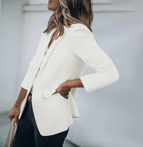 Vista 4 de Cicy Bell Blazers casuales femeninos con abertura frontal y manga larga chaquetas y blazers para trabajo de oficina