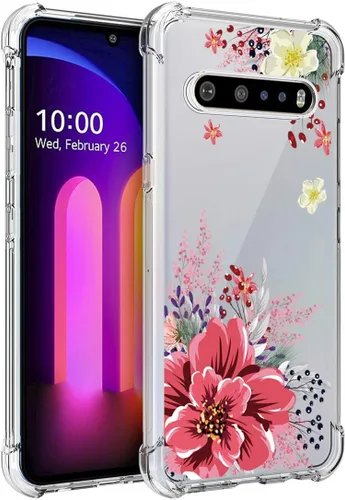 Vista 11 de Osophter Funda para LG V60 ThinQ, funda para LG V60, transparente, esquinas reforzadas de poliuretano termoplástico (TPU), absorción de golpes