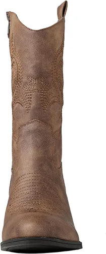 Vista 4 de GLOBALWIN Women's Mid Calf The Western Cowgirl Boots Fashion Cowboy Boots For Women Chunky Low Heel