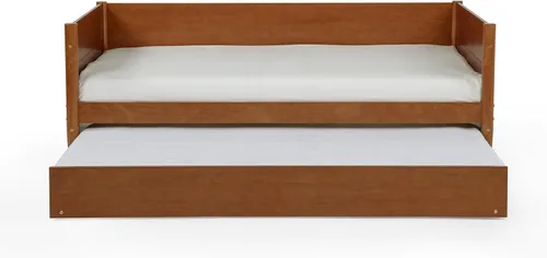 Vista 11 de Camaflexi Sofá cama y nido modernos Mid-Century/Madera maciza y fabricada/Cabecera de panel/No necesita somier/La base tiene 14 listones de Castañho