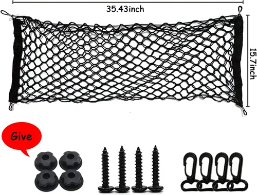 Vista 2 de BetterJonny Red de carga elástica para maletero, red de carga universal elástica de doble capa con gancho para SUV, Jeep, camión