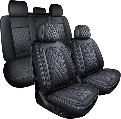 Vista 17 de MIROZO - Fundas de asiento delantero, fundas de cuero para asiento de automóvil, fundas transpirables para asiento de automóvil, protector de Beige