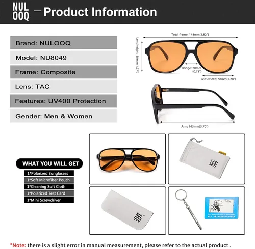 Vista 6 de Gafas de sol polarizadas estilo aviador retro vintage para mujeres y hombres marco grande gafas de sol cuadradas de los años 70 protección UV400