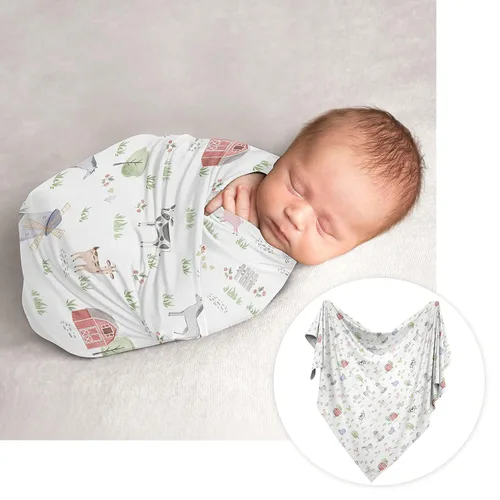 Vista 3 de Sweet Jojo Designs Juego de canastilla de animales de granja para niños y niñas, artículos esenciales para recién nacidos, para regalo, gris, rojo