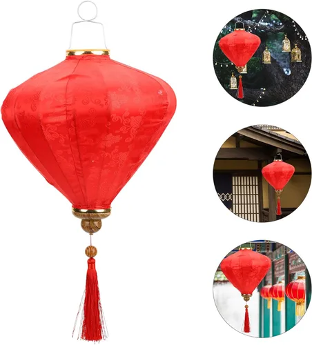 Vista 9 de Alipis Linterna vietnamita de gota de agua de 25.6 pulgadas de tela de seda colgante linterna para boda, fiesta, jardín, festival