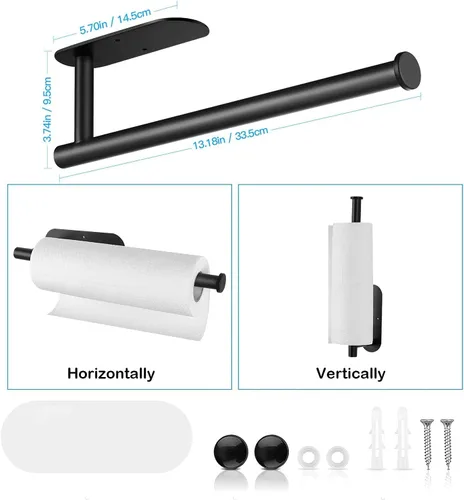 Vista 4 de Portarrollos de Papel para Cocina, Toallas de Papel a Granel - Autoadhesivos para Debajo del Gabinete, Ambos Disponibles en Adhesivo y Tornillos