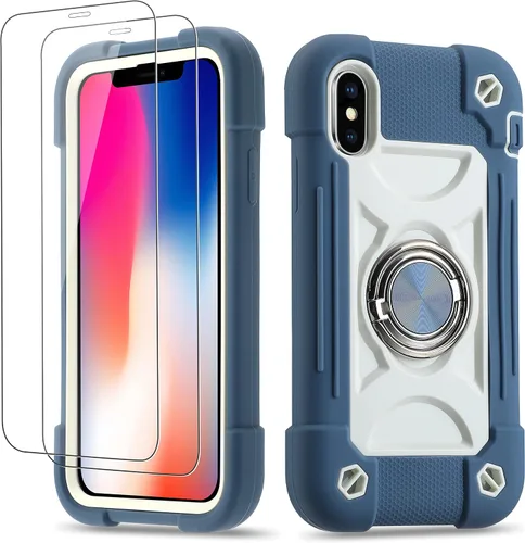 Vista 58 de Funda para iPhone Se3/iPhone Se2, iPhone 6/6S, iPhone 7/iPhone 8 de 4.7 pulgadas con soporte de anillo, con 2 protectores de pantalla resistentes