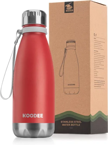 Vista 22 de koodee Botella de agua aislada (paquete de 2) botella de agua de doble pared de acero inoxidable 18/8, botella térmica de viaje con forma de cola