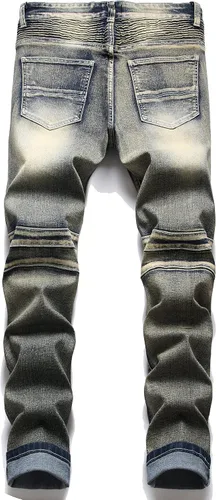 Vista 2 de AITITIA Jeans de corte recto lavado con cremallera para hombre
