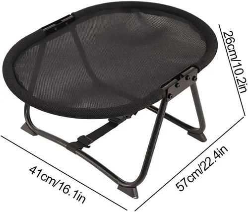 Vista 9 de Elevated Cat Hammock Bed for Indoor and Outdoor Use, Foldable Raised Pet Cot with Breathable Cooling Mesh, Portable No-Assembly Kitten Lounge for