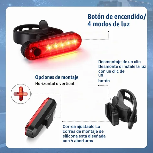 Vista 5 de Jerify Paquete de 20 luces LED recargables por USB, luces traseras de navegación, kit de luces traseras de bicicleta, impermeables, 4 opciones