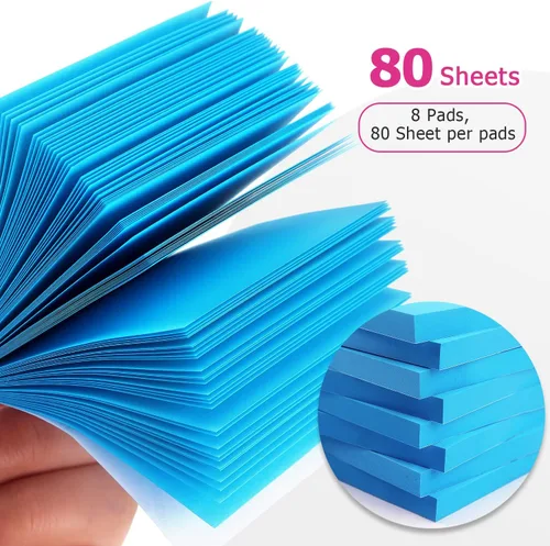 Vista 4 de Notas adhesivas 3x3 pulgadas Notas autoadhesivas de colores brillantes 8 blocs 80 hojas/bloc (Azul)