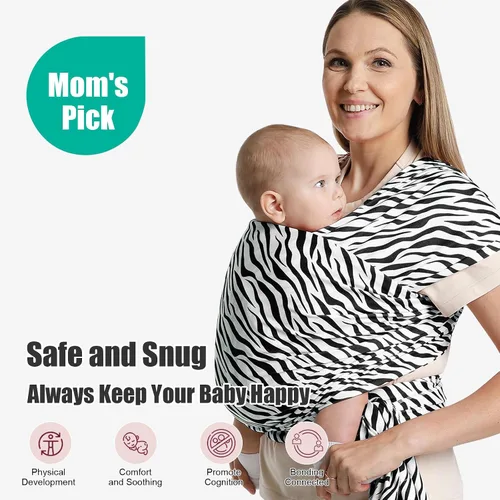 Vista 6 de Portabebés a la moda, diseño ergonómico de manos libres, elástico y ergonómico para bebés de 7 a 35 libras, suave y cómodo Negro