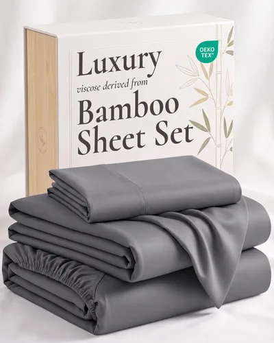 Vista 17 de Hotel Sheets Direct - Juego de sábanas 100% viscosa derivada de bambú tamaño individual - sábanas refrescantes con 1 funda de almohada 01-Blanco