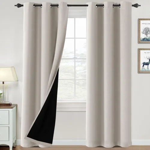 Vista 12 de H.VERSAILTEX Cortinas 100% de opacidad para dormitorio, con aislamiento térmico, cortinas opacas de 63 pulgadas de largo, cortinas de bloqueo