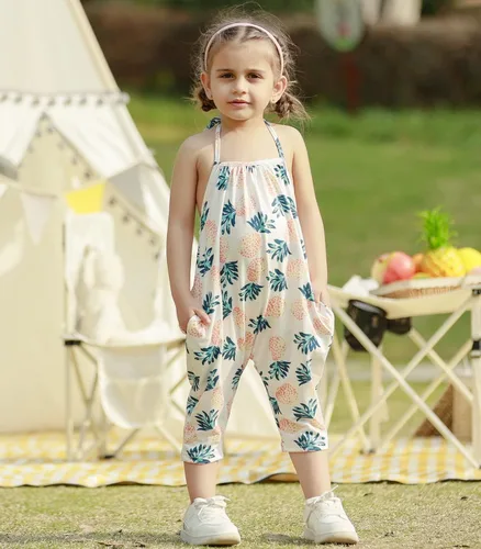 Vista 4 de RAISEVERN Mameluco sin espalda para niñas pequeñas, con bolsillo, talla 1-6 T