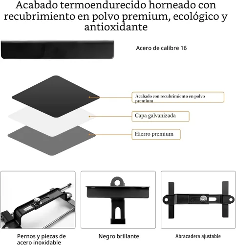 Vista 6 de Batería ajustable con kit de gancho en J de acero inoxidable 304 de 8 pulgadas Soporte universal con ancho ajustable de 5.35"-7.85", pernos