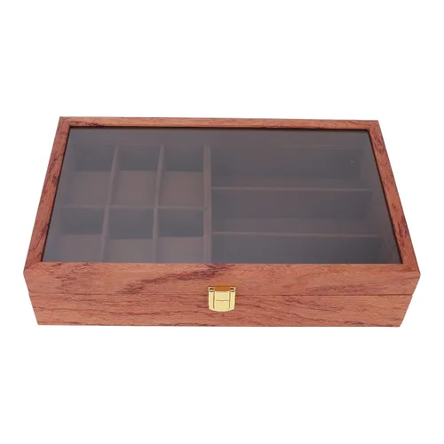 Vista 6 de Watch Glasses Box, Watch Holder with Glass, 6+3 Slot Watch Case Jewelry Box Gift Holder Jewelry Display Box Watch Sunglasses Storage