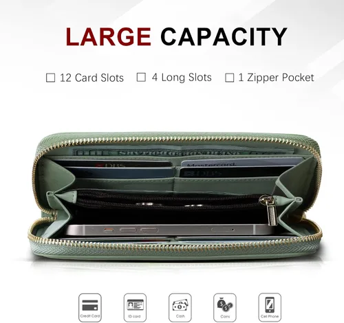 Vista 2 de Travelambo Cartera con borla plegable para mujer, bolso de mano con correa para la muñeca, bolso largo