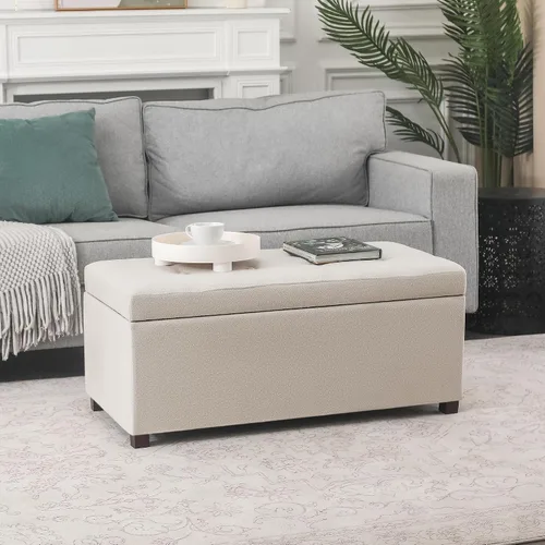 Vista 9 de Banco otomano de almacenamiento de 37.5" para sala de estar Otomana tapizada de tela con almacenamiento para dormitorio, banco de almacenamiento