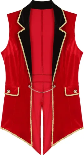 Vista 2 de Sywiyi Ringmaster - Chaqueta de disfraz de Circus Ringleader para mujer, chaqueta de disfraz con borlas en la parte delantera abierta, abrigo