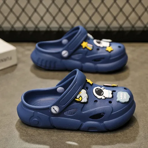 Vista 5 de Zapatos de jardín Verano Niños Patrón Unisex Zapatos de Niños Forro Zueco Niños Sandalias Azul 3637, Azul