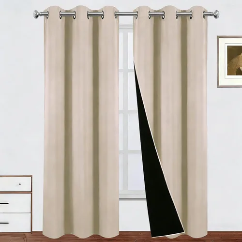 Vista 30 de LEMOMO Cortinas 100% opacas de 38 x 54 pulgadas, 2 paneles de oscurecimiento con aislamiento térmico para dormitorio