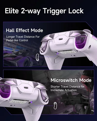 Vista 4 de EasySMX D10 PC Controller - Elite Wireless Bluetooth Pro Controller with TMR Joystick, Dual-Mode Triggers & Full Mechanical Buttons, 1000Hz Polling