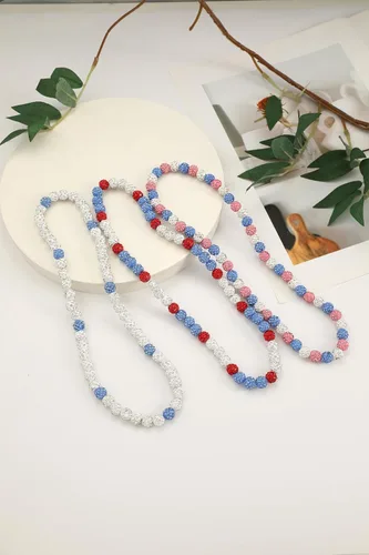 Vista 7 de Collar de béisbol Smilelife para niños 18 pulgadas, colección de hielo brillante, cadena de béisbol, diamantes de imitación, accesorios de béisbol