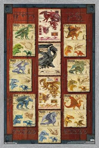 Vista 8 de Trends International Dungeons and Dragons - Póster de pared con cuadrícula de dragón, 22.4L x 14.7W, versión con marco de madera tipo granero